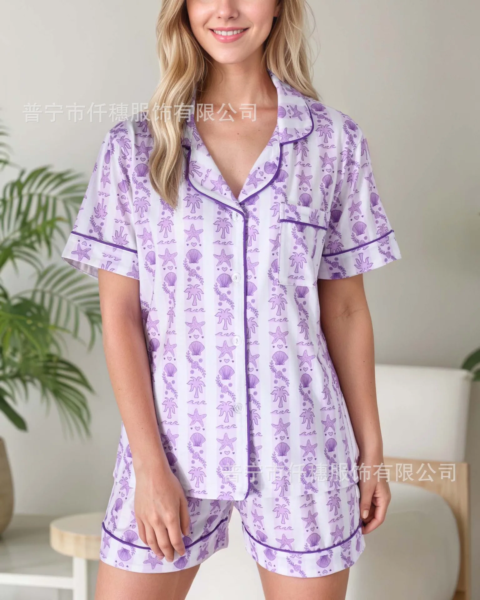 Conjunto de pijamas verano mono estampado para mujer y familia - imagen 4