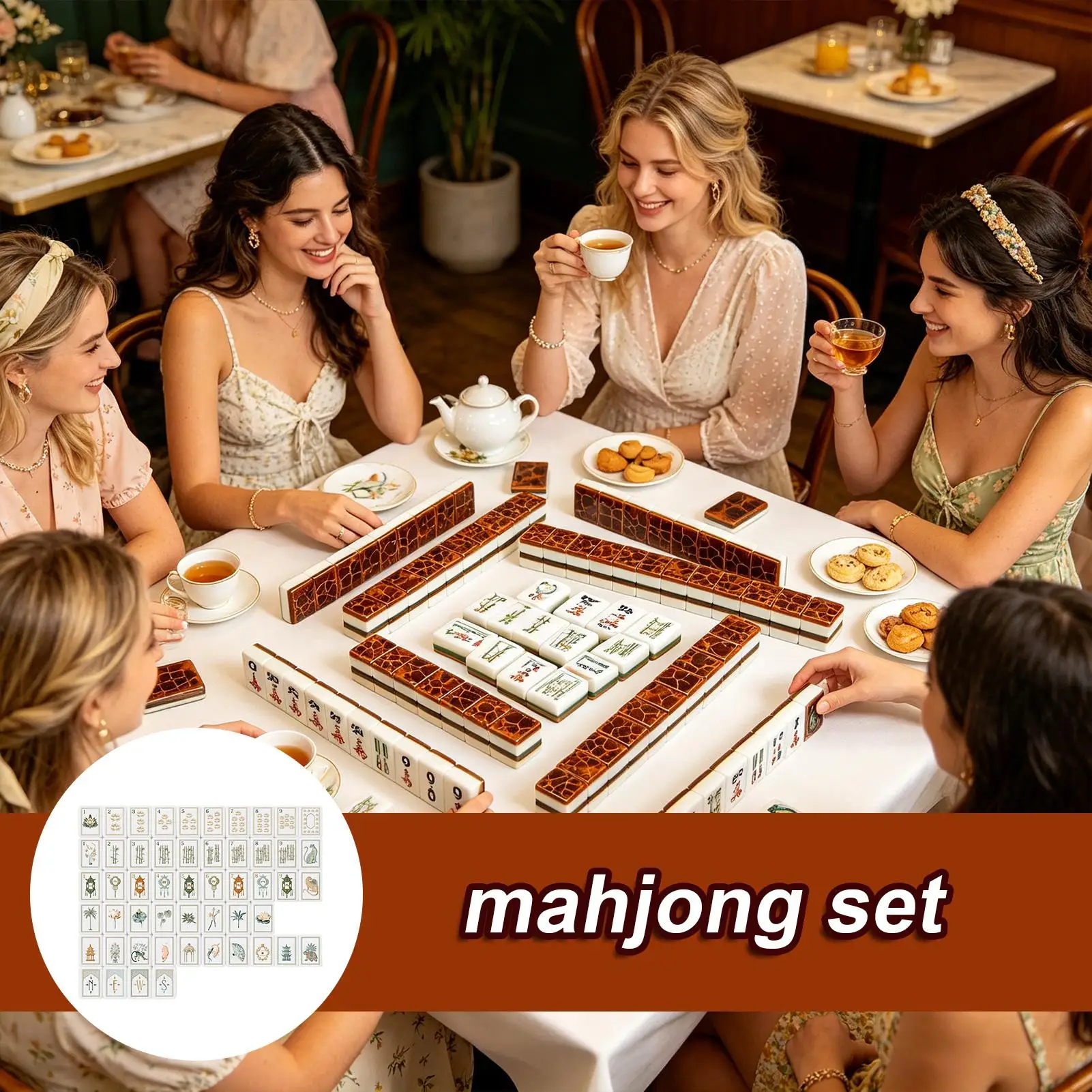 Juego de mahjong de acrílico grabado con dados para familia - imagen 3