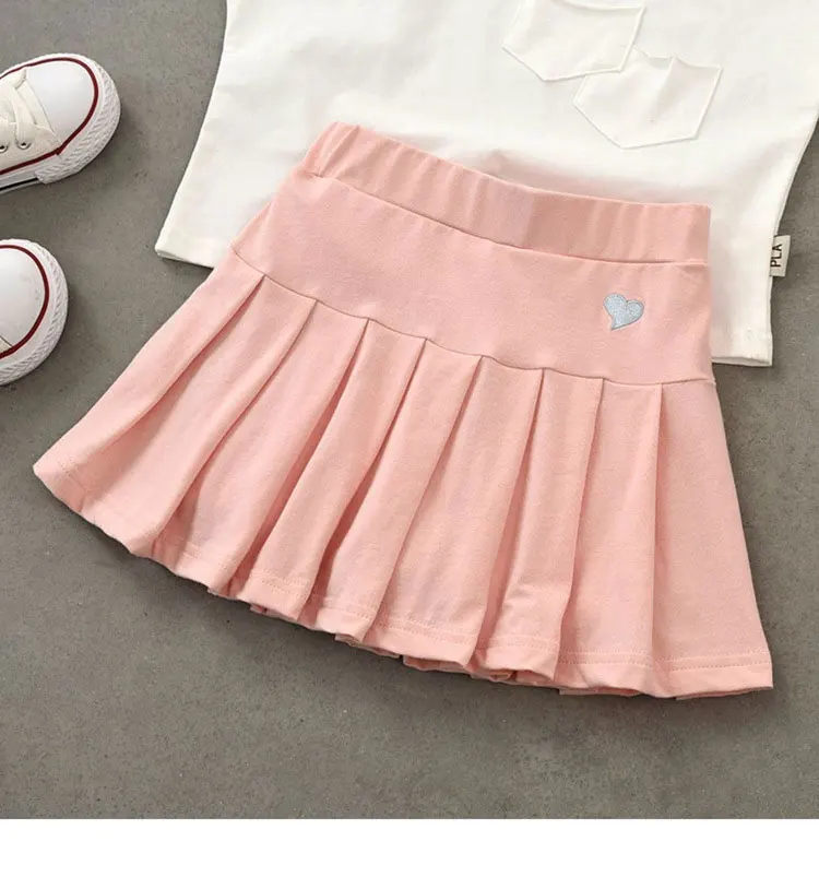 Conjunto de 2 piezas con top de manga corta y falda para niña
