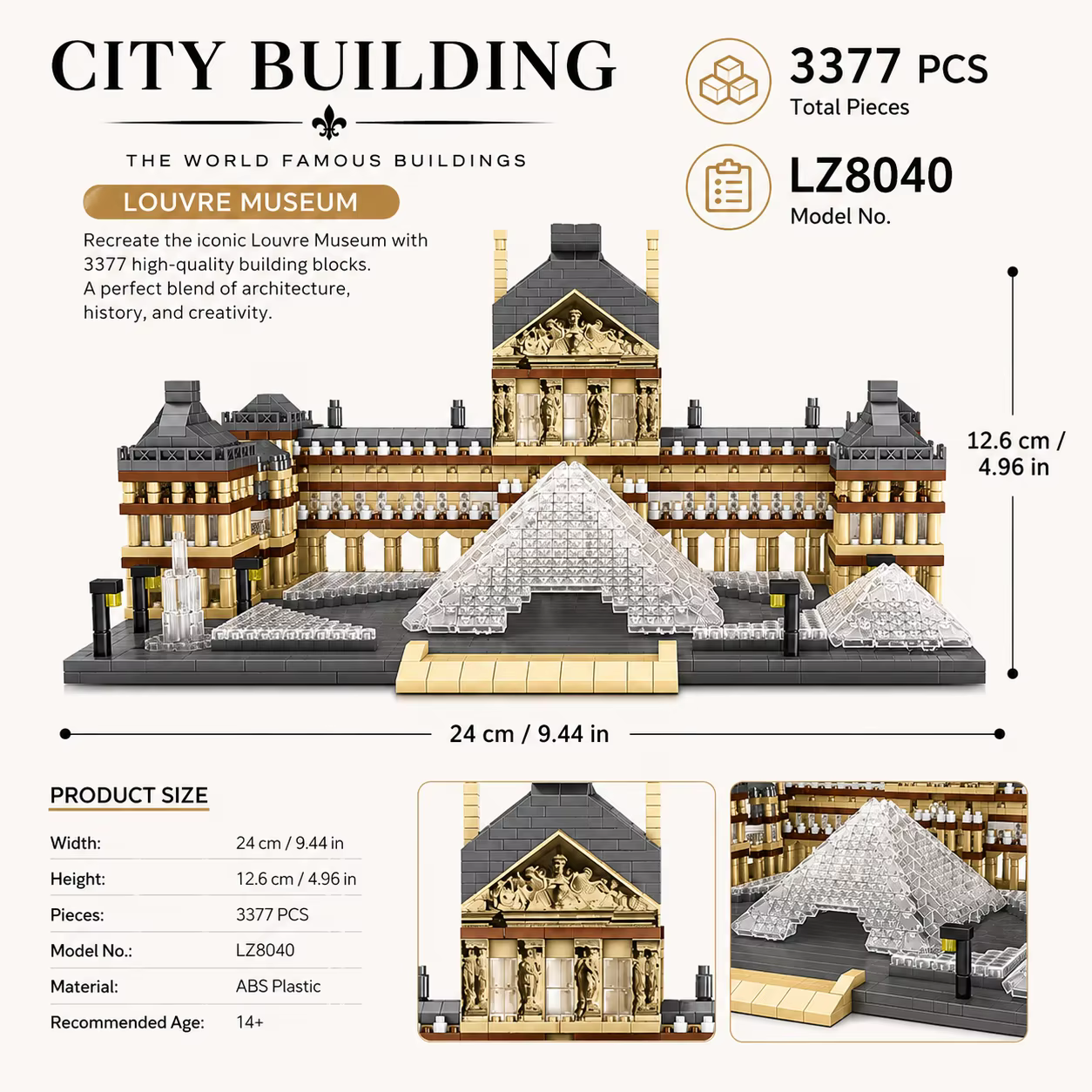 Bloques de construcción Louvre – Maqueta arquitectónica educativa - imagen 3
