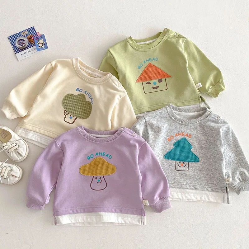 MILANCEL Sudadera con capucha para niños 0-5T con parches de dibujos - imagen 2