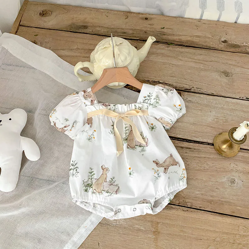 Milangel enterito floral para bebé – Mono con conejito - imagen 2