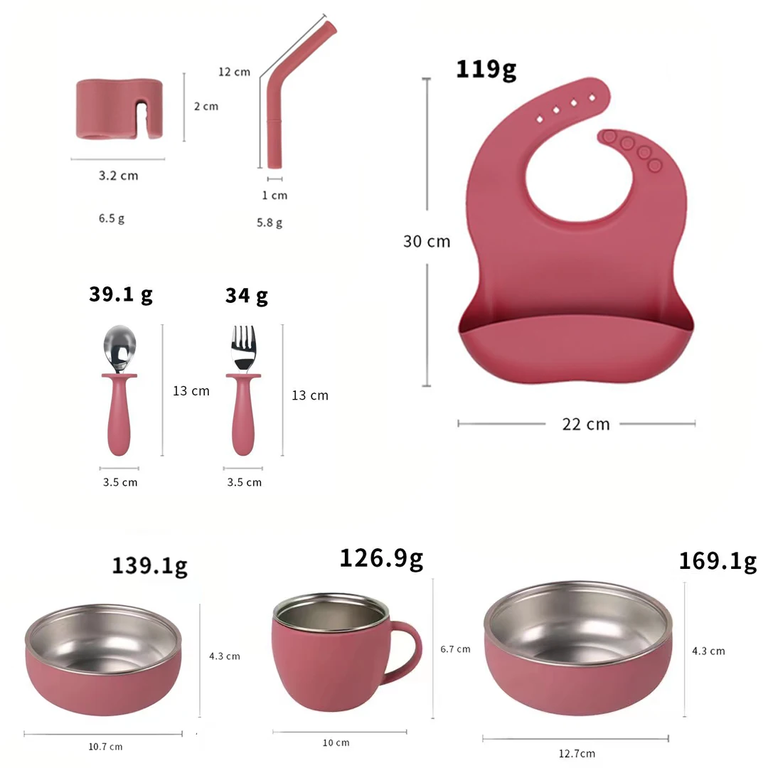 Juego de vajilla de silicona para bebé con cubiertos y tazas - imagen 5