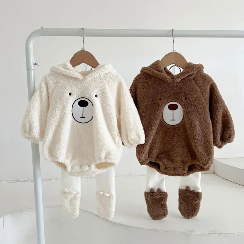 Pelele felpa para recién nacido con capucha de oso, otoño-invierno - imagen 2