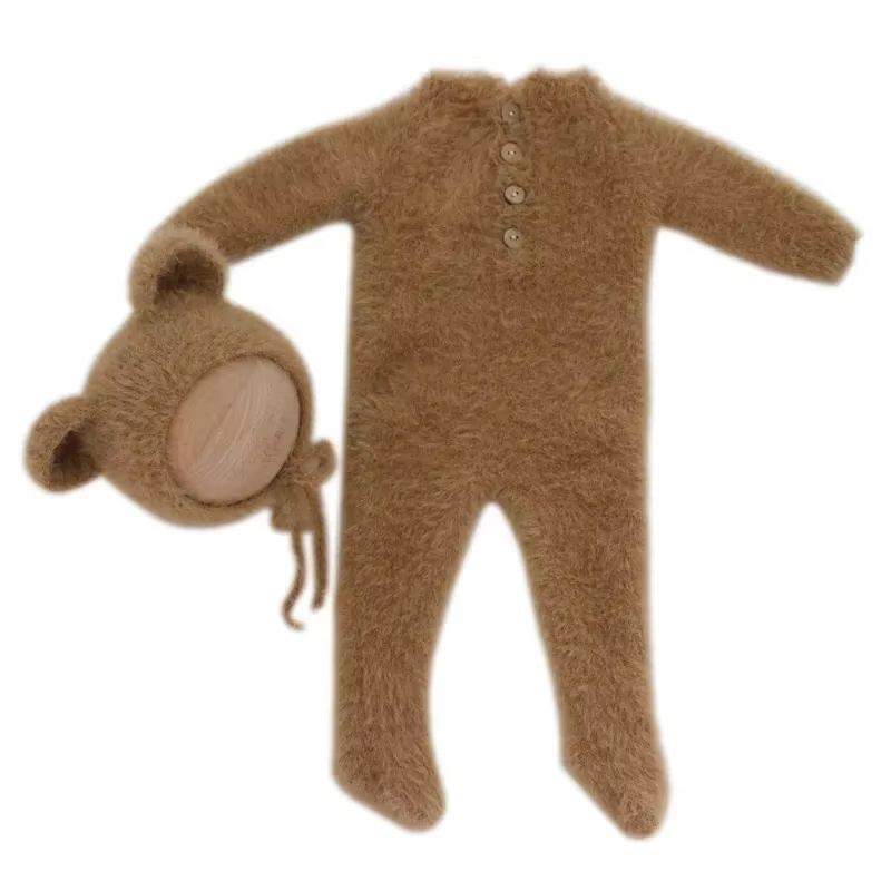 Disfraz para sesión fotográfica recién nacido con gorro de oso