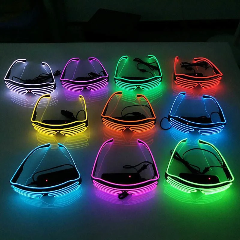 Gafas de carnaval con luces estilo DJ y brillo para fiesta nocturna - imagen 2