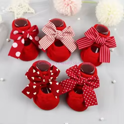 Calcetines rojos navideños para recién nacidos, suaves y cómodos