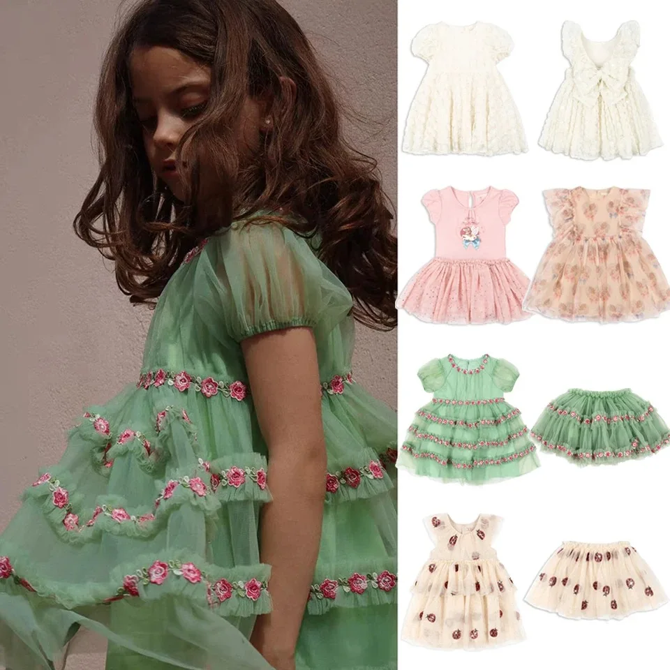 KS vestido de princesa con tul y lentejuelas para niñas verano