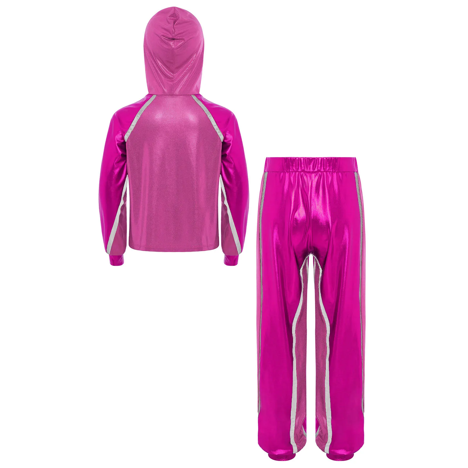 Conjunto hip hop metálico brillante con sudadera y pantalón niñas - imagen 4