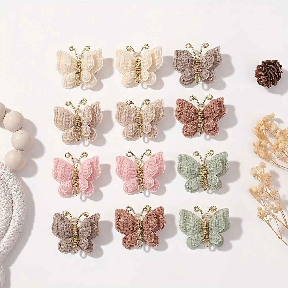 Pinzas mariposa lana trenzada niña – Accesorios cabello hechos a mano - imagen 2