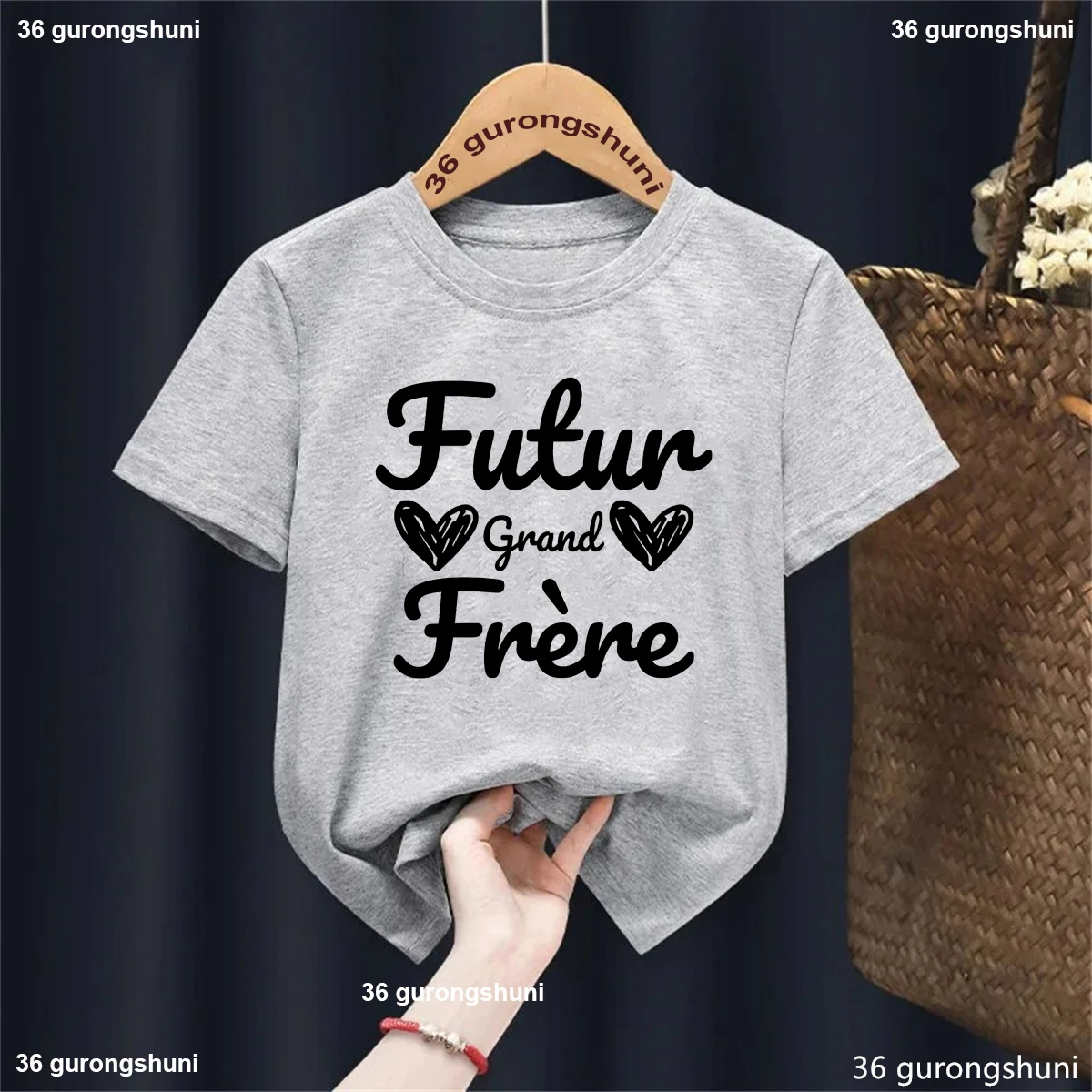 Camiseta hermano mayor estilo francés futuro con estampado veraniego - imagen 2