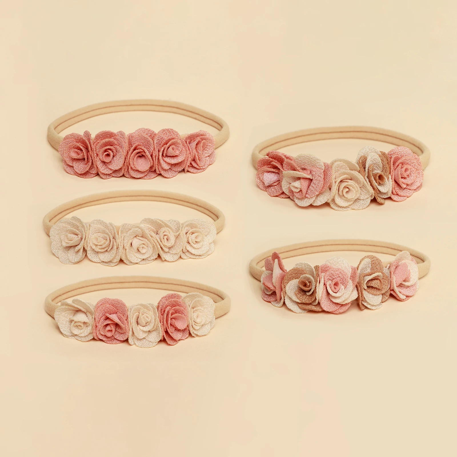 Diadema recién nacida de nailon con flores – mini fotos - imagen 5