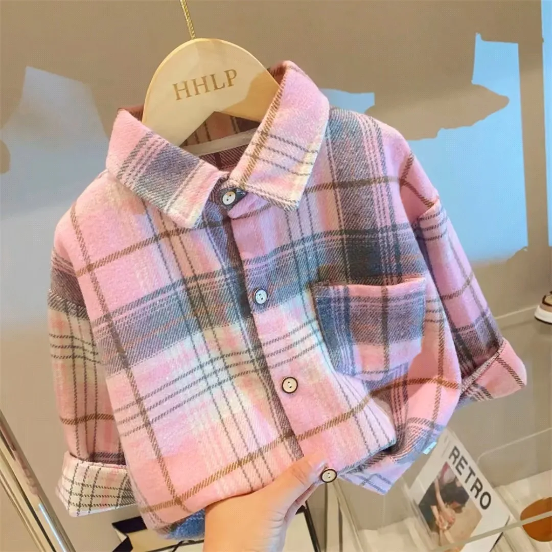 Camisa infantil de otoño estilo retro con solapa para niños - imagen 5