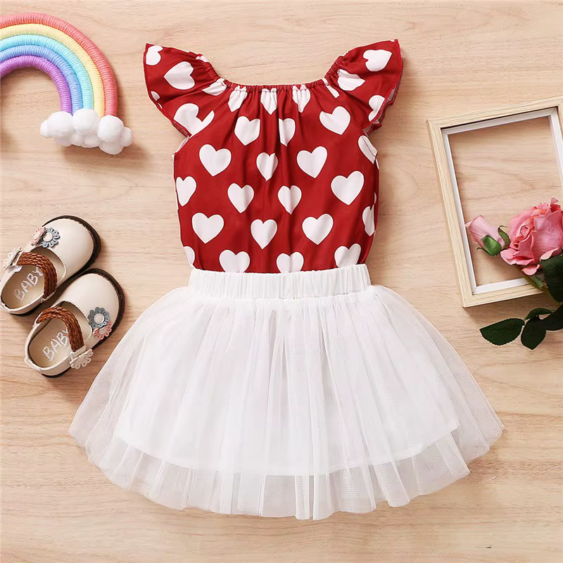 Pelele con falda estampada corazón para niña - Verano - imagen 5