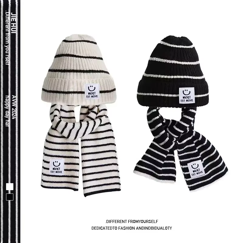 Gorro y bufanda infantil de punto a rayas – Temporada otoño invierno - imagen 5