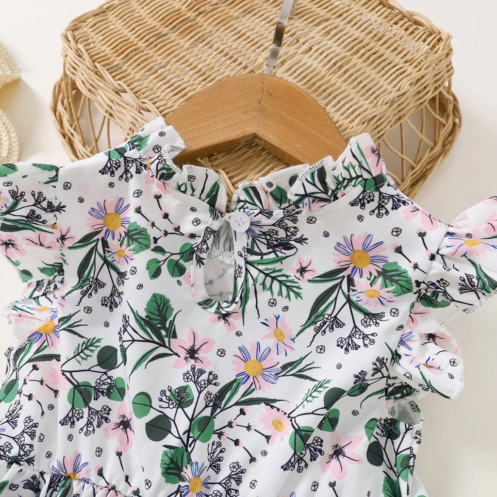 Vestido floral sin mangas con lazo para niñas - imagen 5