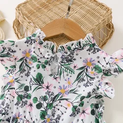 Vestido floral sin mangas con lazo para niñas