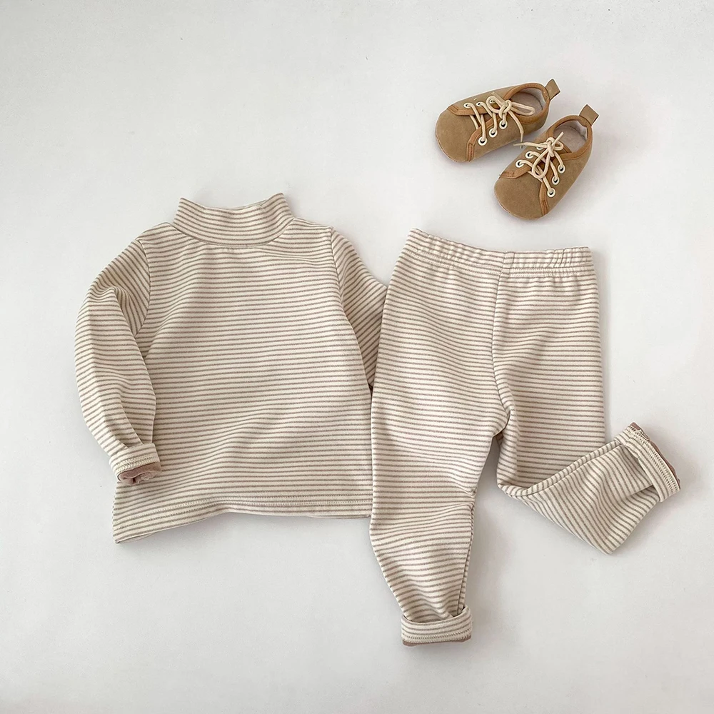 Pantalones cálidos de color liso para bebé niño y niña