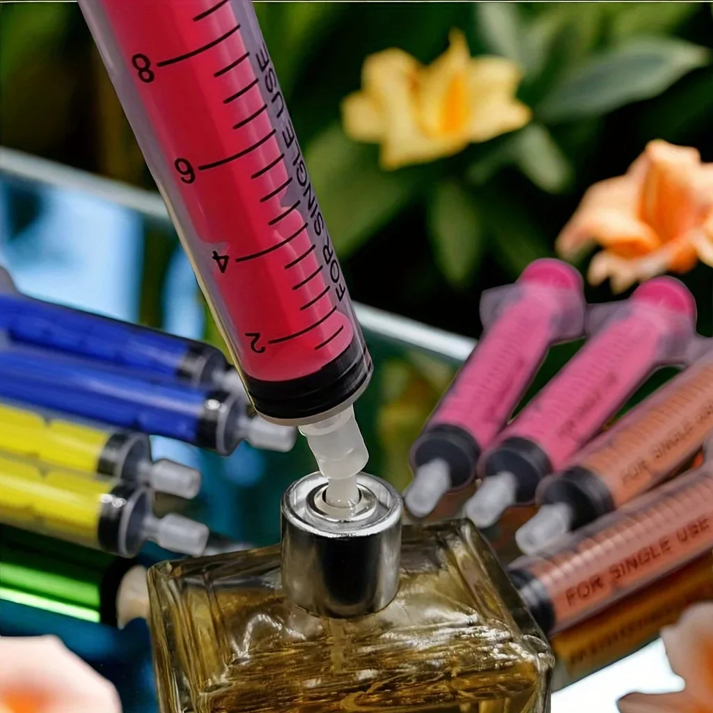 Jeringa de perfume recta con punta de colores para dosificar