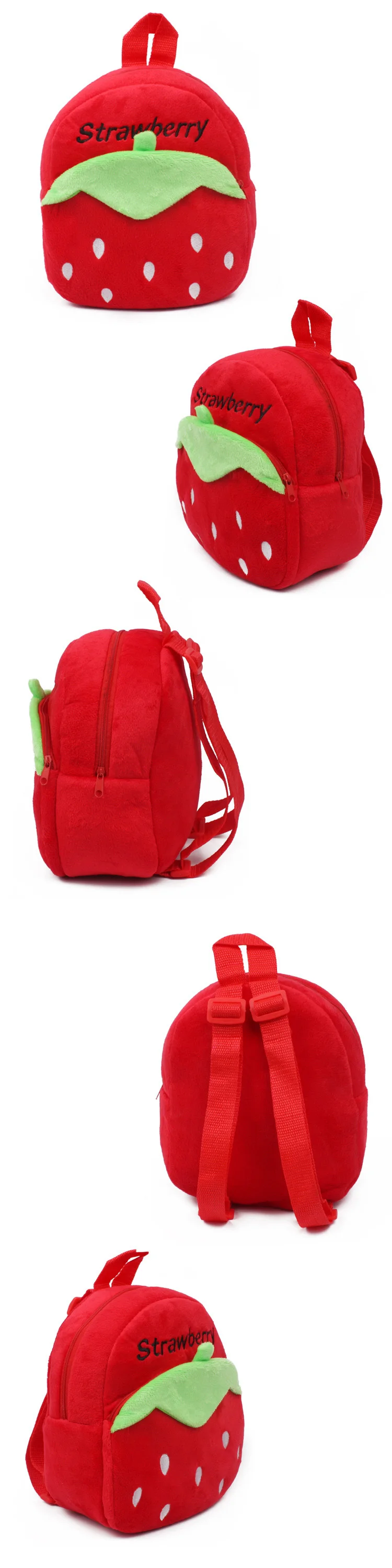 Mochila de felpa de fresa para niño