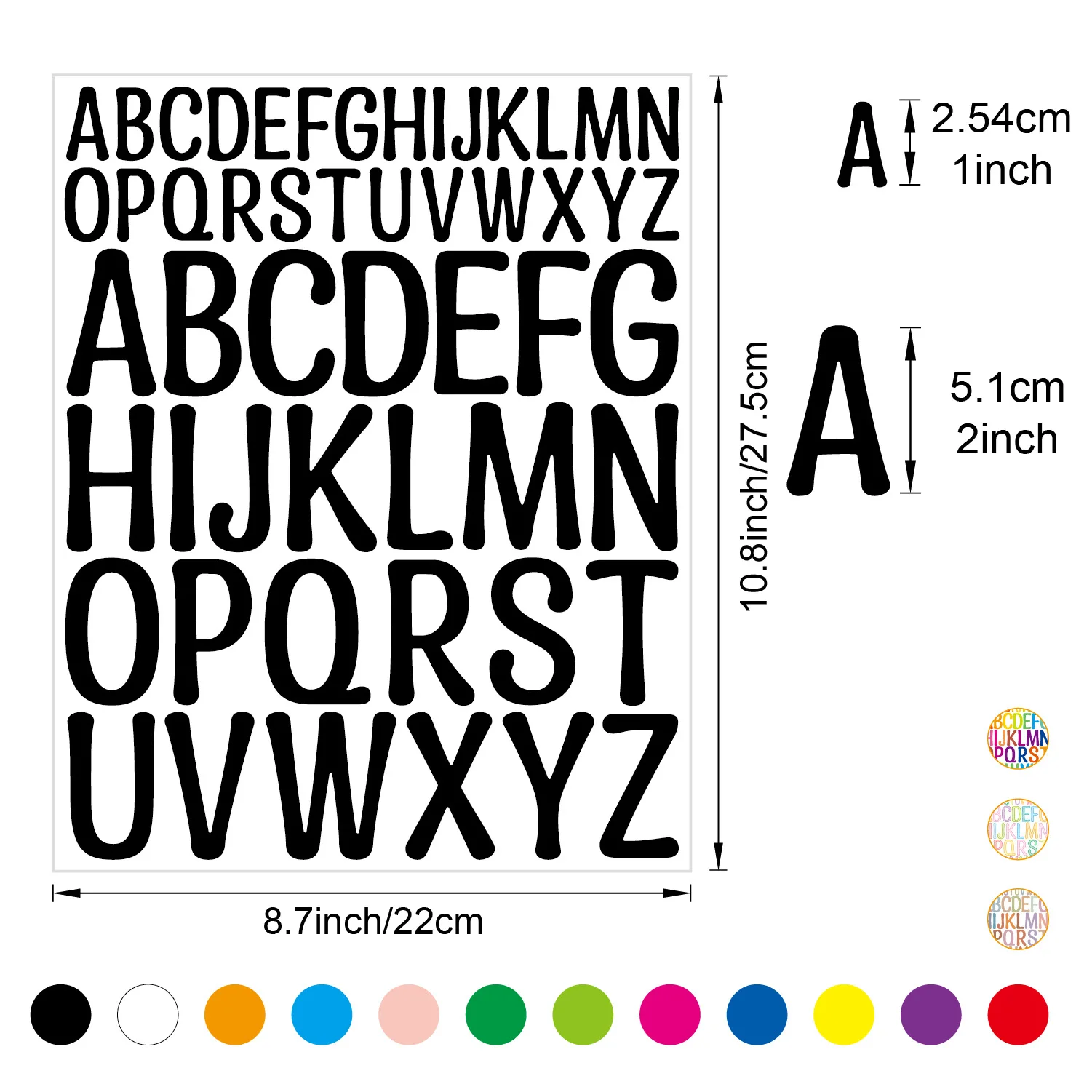 Pegatinas de vinilo impermeables con letras del alfabeto para diarios
