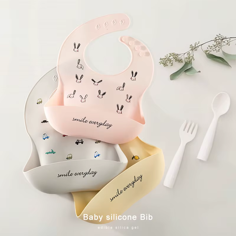 Babero de silicona impermeable para bebé con estampado divertido - imagen 3