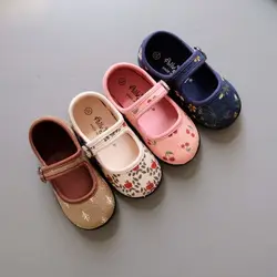Zapatos de princesa para bebé de lona ligeros con dibujo floral