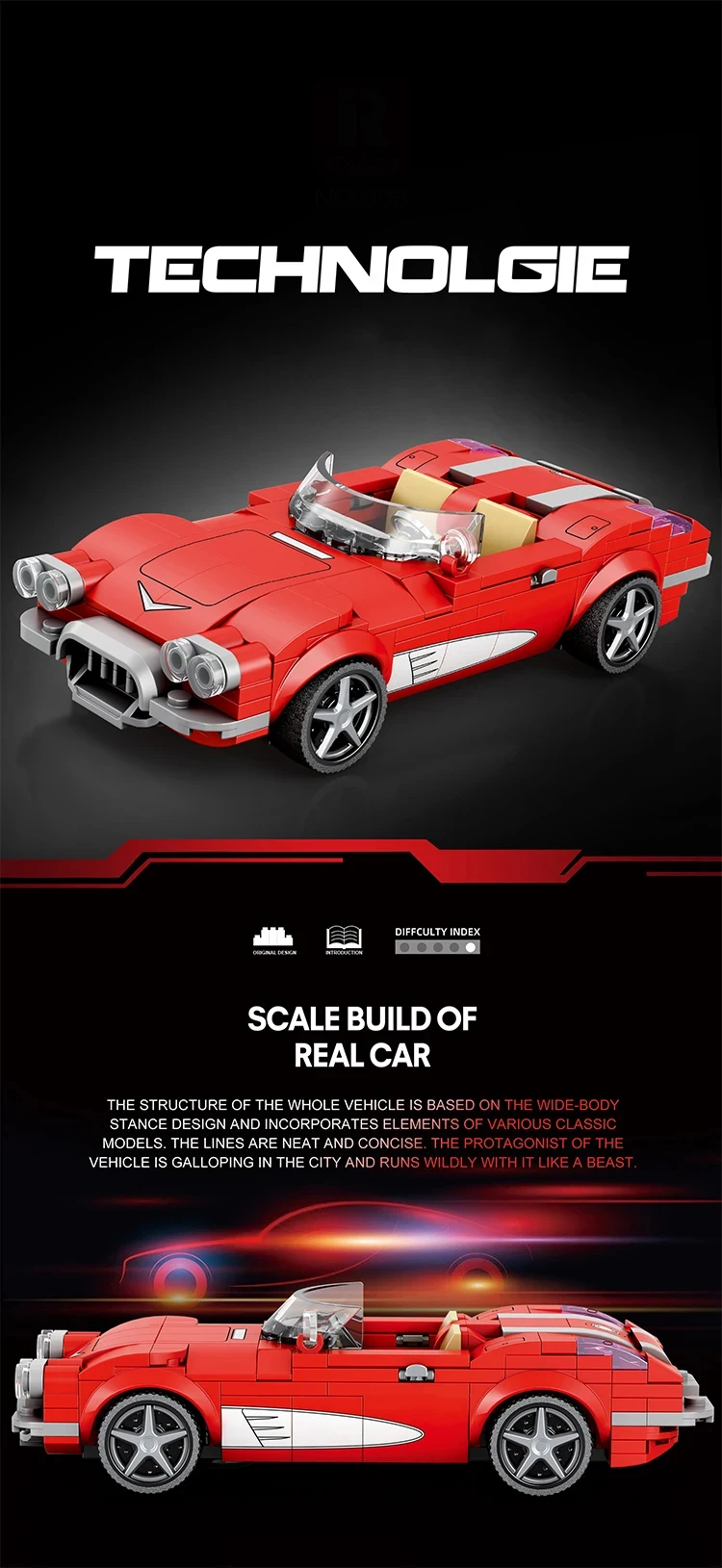 Construcción del Roadster rojo paso a paso