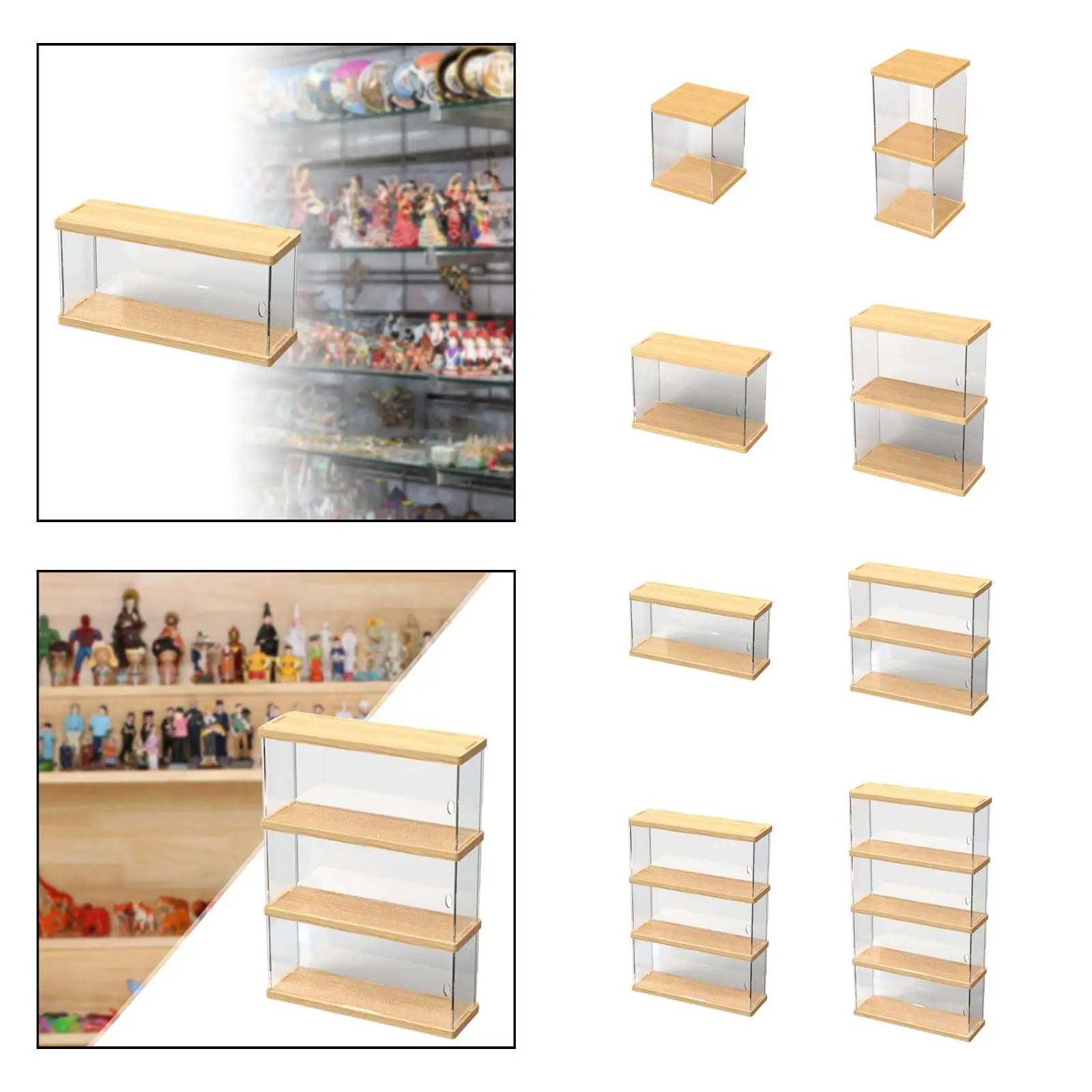 Vitrina de acrílico transparente para muñecas con base de madera - imagen 4