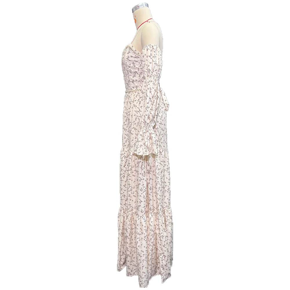 Vestido de maternidad floral bohemio de manga larga para fotos - imagen 4
