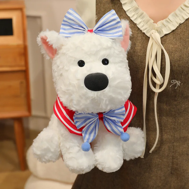 Peluche de perro Westie estilo anime con lazo para regalo - imagen 4