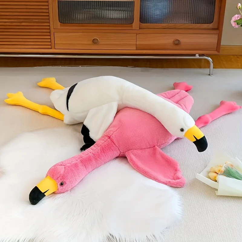 Peluche de flamenco esponjoso rosa y blanco, para niños - imagen 3