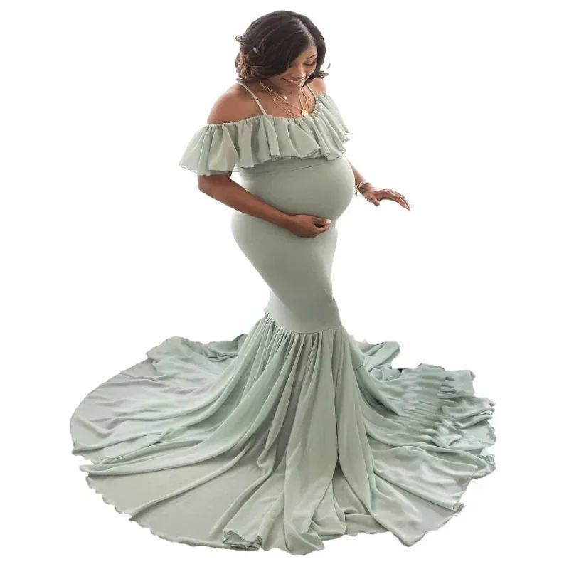 Vestido de embarazo de encaje de manga corta para fiesta bebé