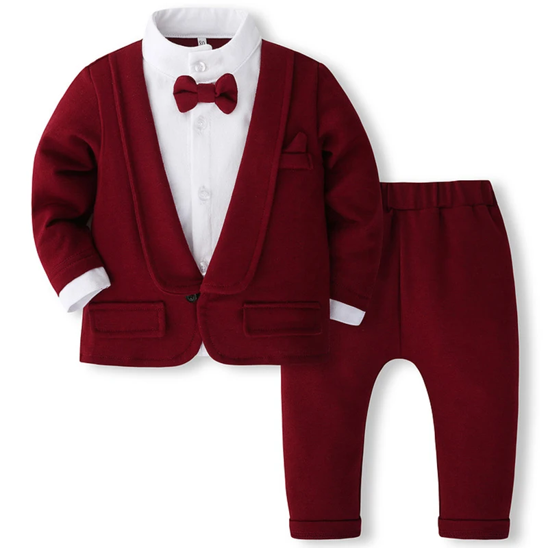 Conjunto recién nacido algodón suave manga larga y pantalón rojo