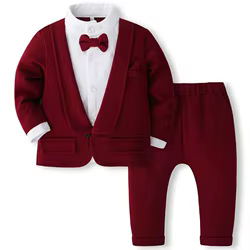 Conjunto recién nacido algodón suave manga larga y pantalón rojo