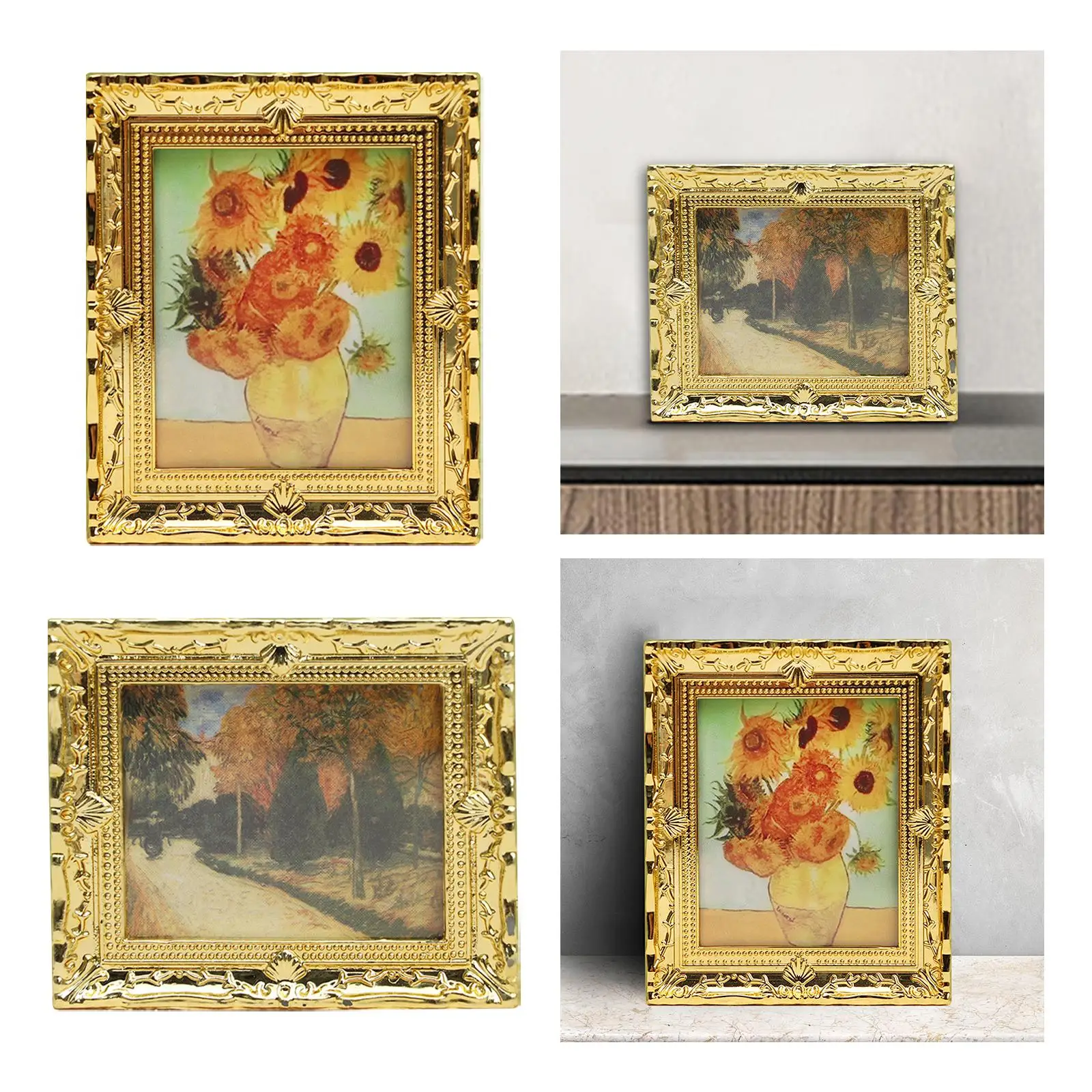 Marco fotos miniatura estilo vintage resina para casa de muñecas - imagen 3