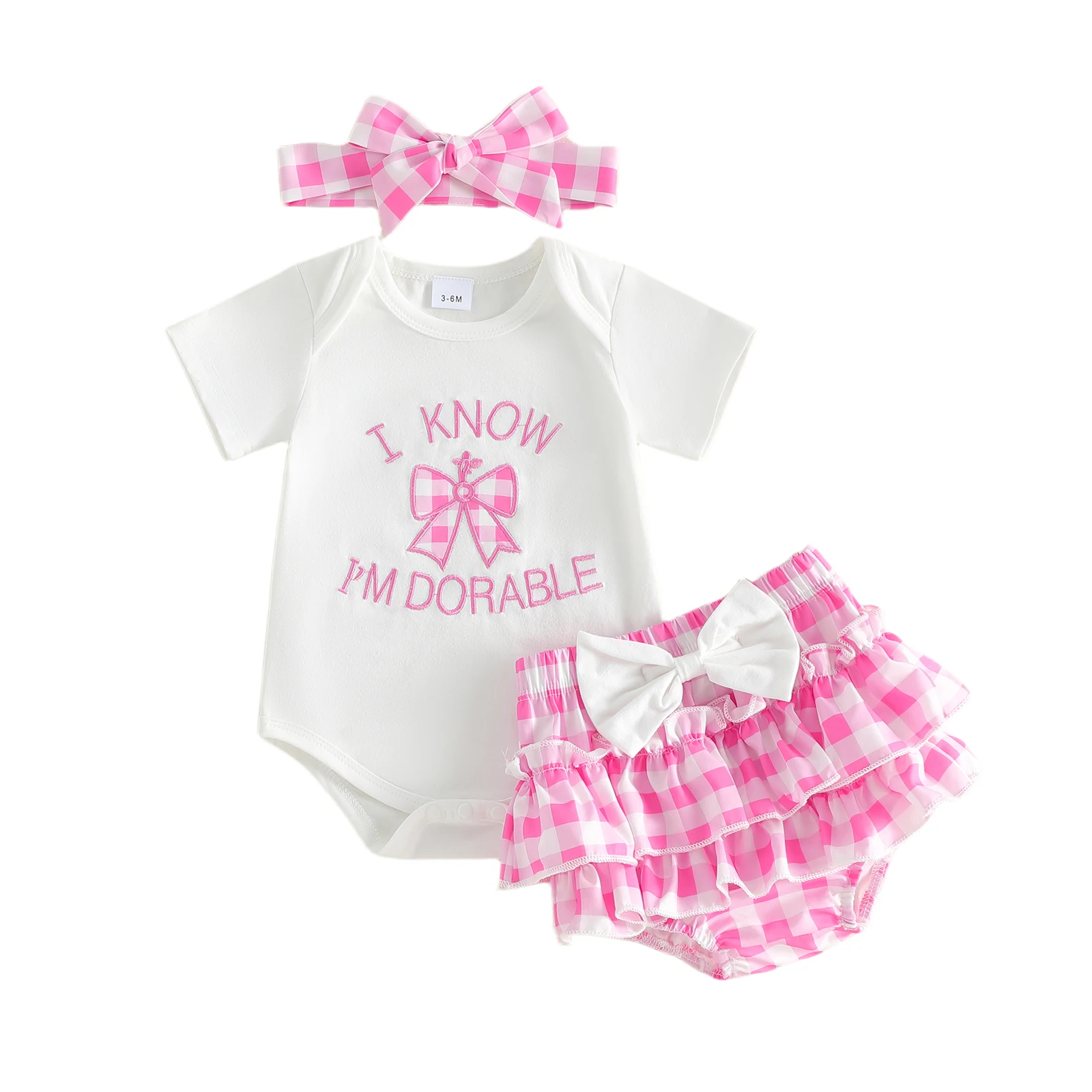 Conjunto de verano para niña con pantalones cortos y diadema - imagen 2