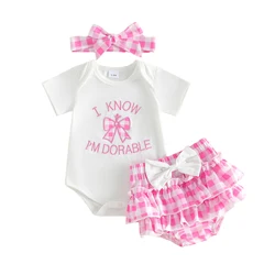 Conjunto de verano para niña con pantalones cortos y diadema