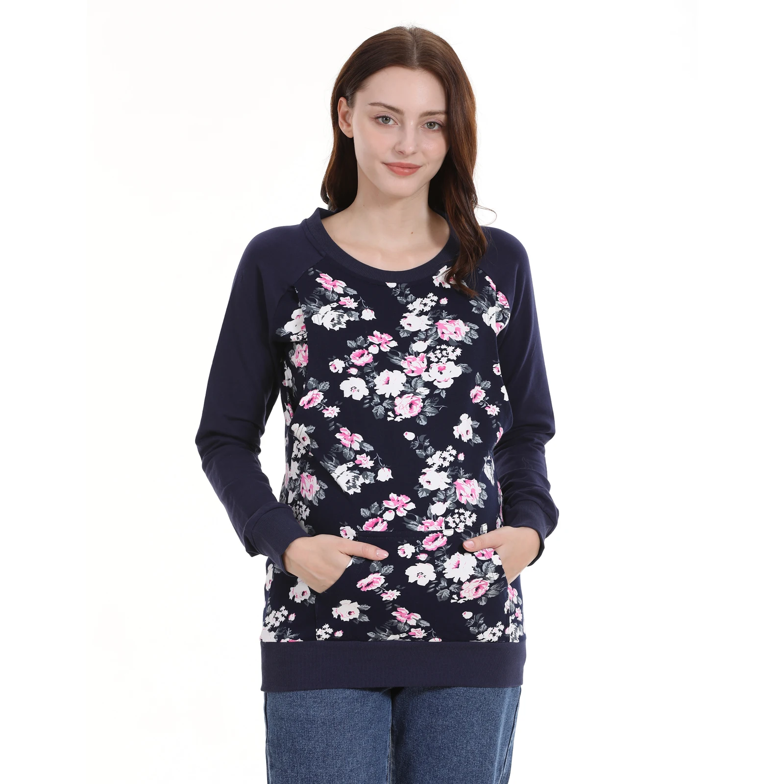 Sudadera de lactancia manga larga floral para otoño e invierno - imagen 3