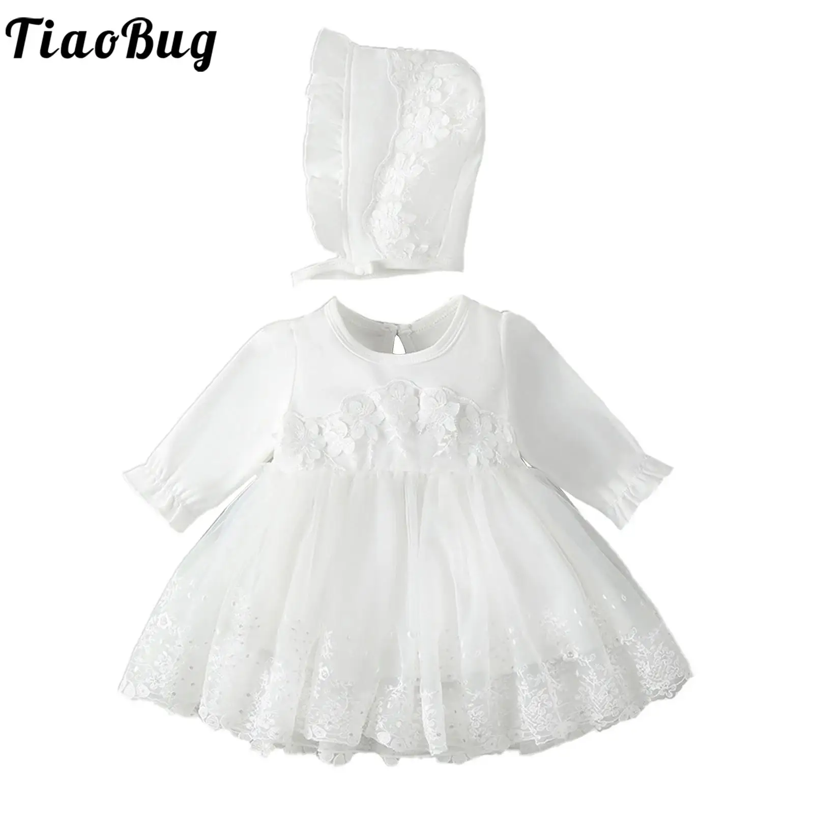 Vestido bebé niña de manga larga con botones y gorro plisado - imagen 4
