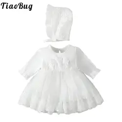 Vestido bebé niña de manga larga con botones y gorro plisado
