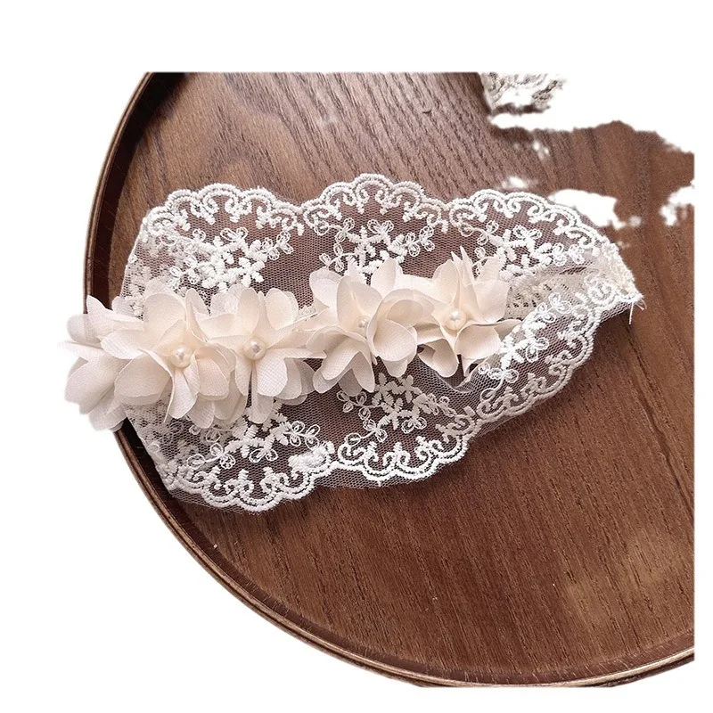Diadema de encaje calado para bebé de algodón elástico retro - imagen 3