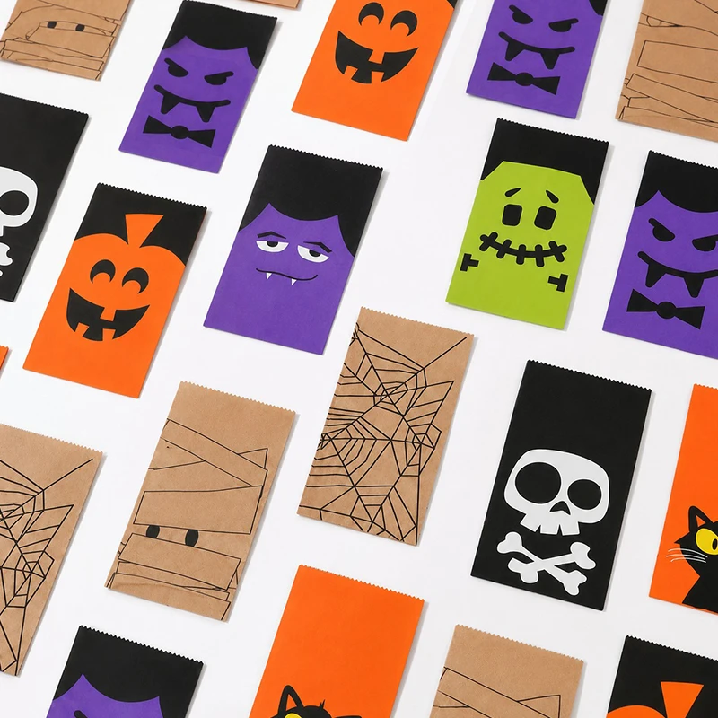 Bolsas de papel Halloween con diseños terroríficos para dulces