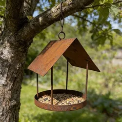 Comedero para pájaros colgante de hierro resistente con diseño cabaña