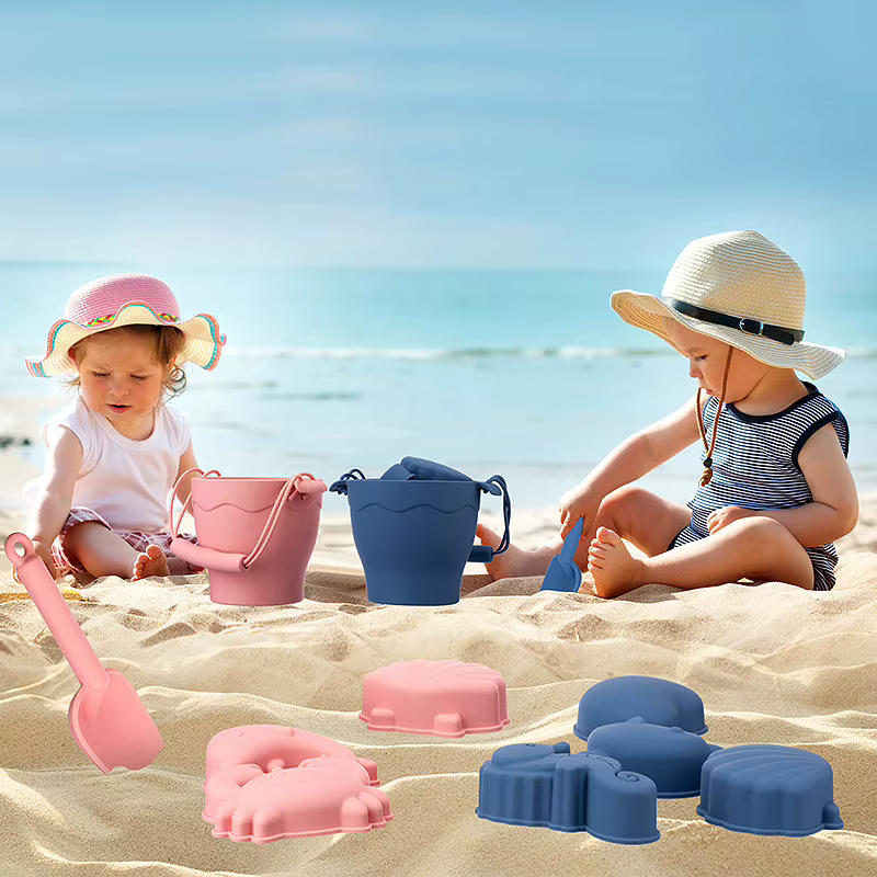 Cubo playa niños con pala – Juguetes arena y agua de silicona - imagen 2