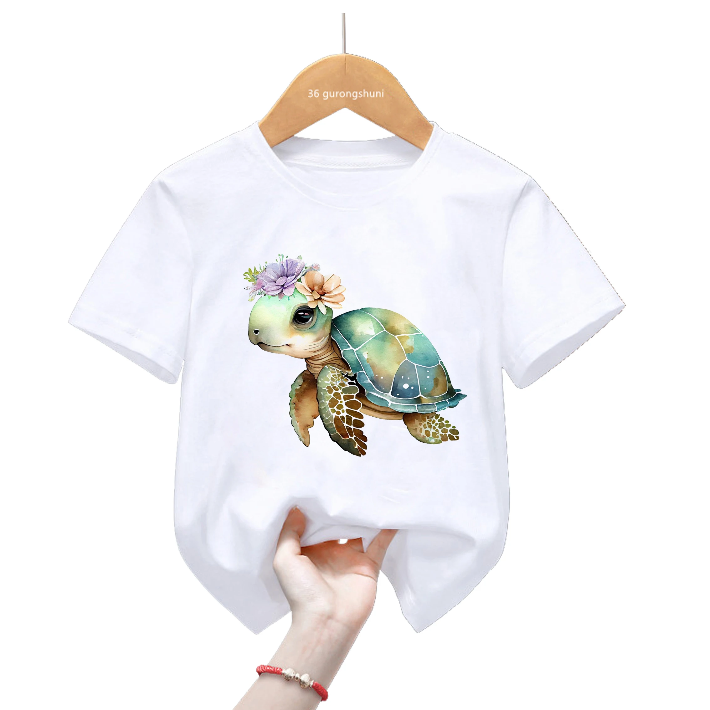 Camiseta tortuga marina de algodón estilo japonés para niños y niñas - imagen 4