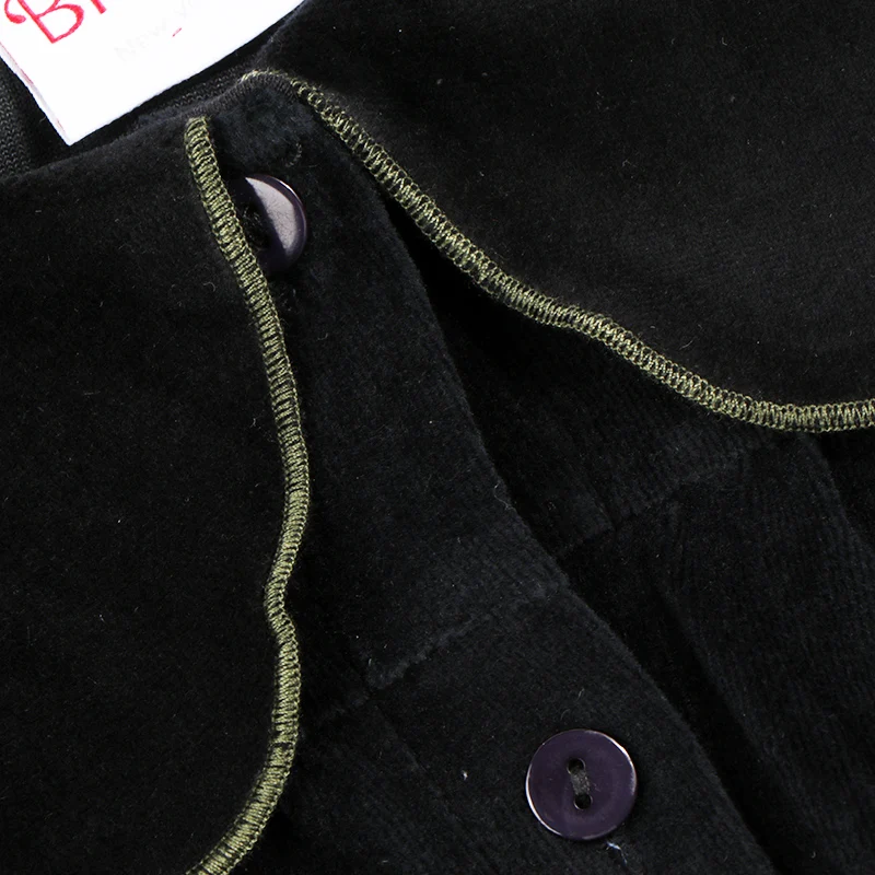 Vestido terciopelo verde para niña – Cuello Peter con botones delanteros - imagen 3