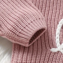 Jersey de punto suave para bebé – Rosa, cuello redondo manga larga