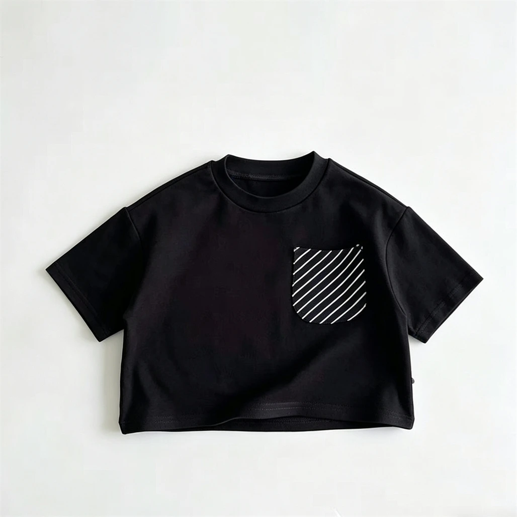 Camiseta básica niño de algodón cuello redondo, manga corta para verano - imagen 4