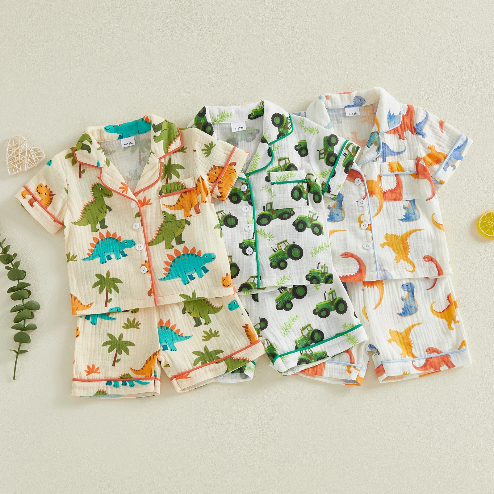 Conjunto de verano niño VISgogo camiseta dinosaurio y pantalón corto - imagen 3